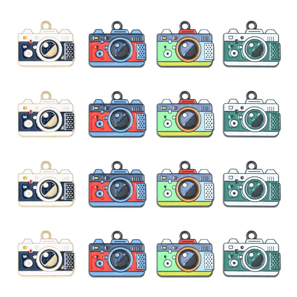 1927 20 Pcs 4 Styles Enamel Camera Charms Capture Life Travel Hobby Charms